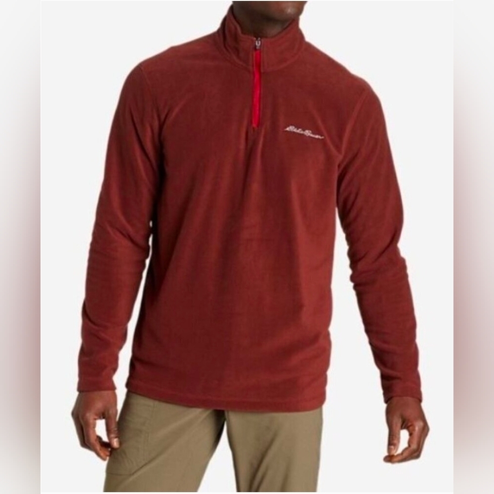 Eddie Bauer Maroon Fleece 1/4 Zip Pullover Sweater Size Large